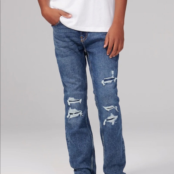Abercrombie Boys straight jeans, DARK RIPPED WASH straight jeans Size 13/14 - Picture 6 of 15